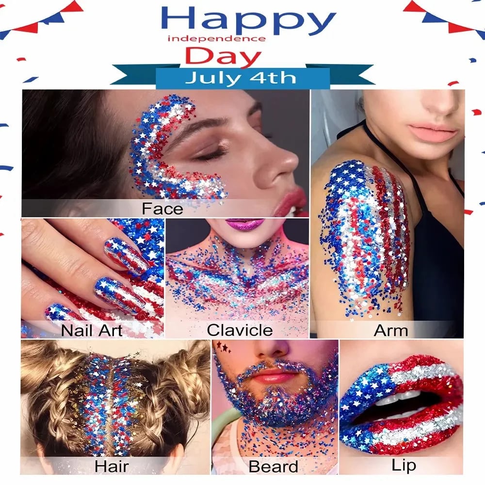 4th of July Glitter Stick✨🔔Red, White & Blue Body & Hair Sparkle