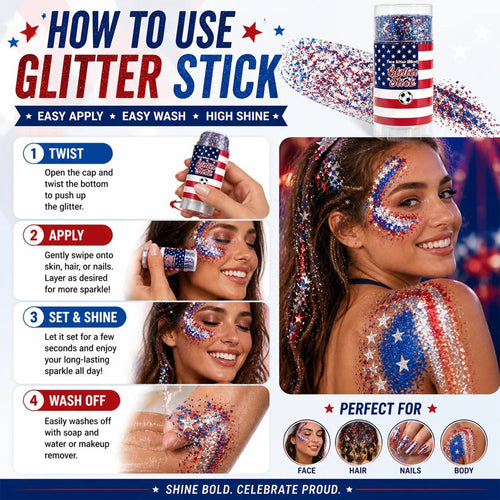 4th of July Glitter Stick✨🔔Red, White & Blue Body & Hair Sparkle