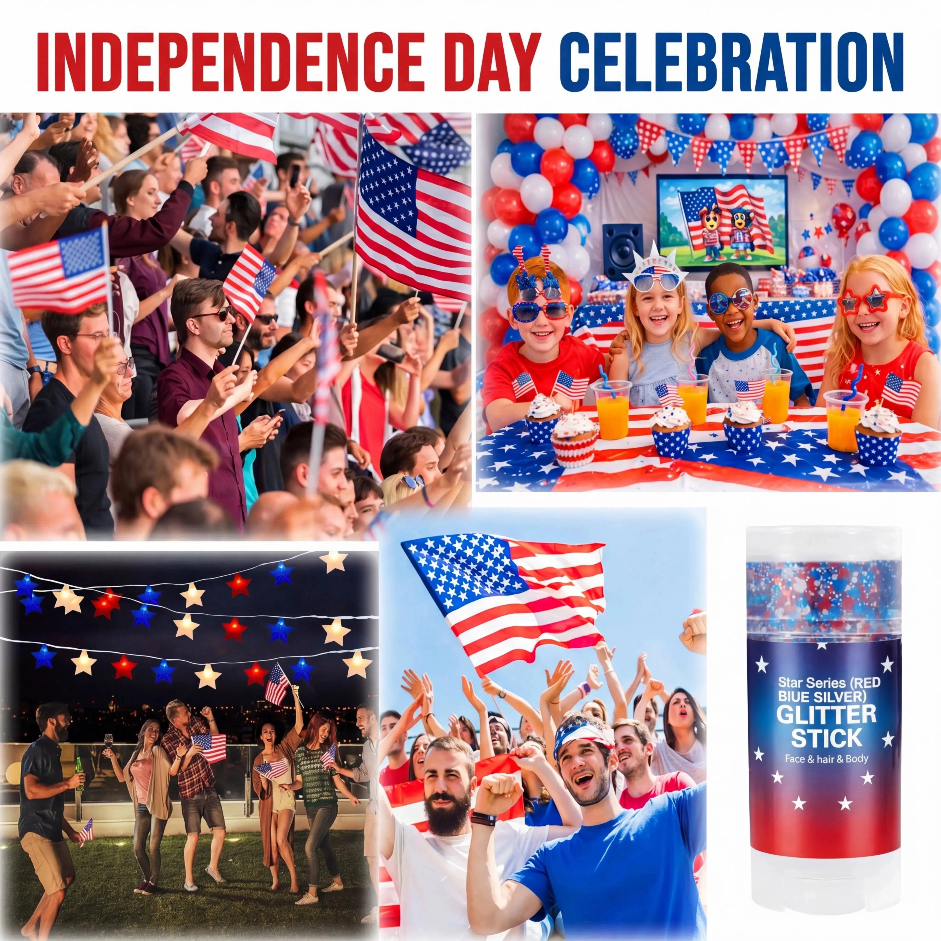4th of July Glitter Stick✨🔔Red, White & Blue Body & Hair Sparkle